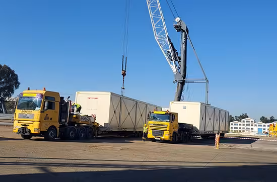 Transport of 55-ton electrical transformer stations